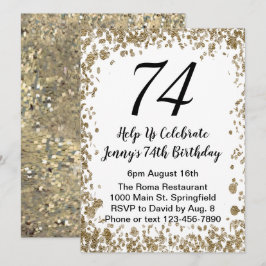 Elegant 74. Geburtstag Einladung in Schwarz und Go