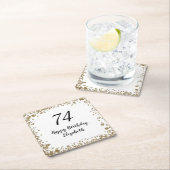 Elegant 74th Birthday Coasters With Gold Sequins Rechteckiger Pappuntersetzer (Vor Ort)