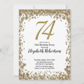 Elegant 74th Birthday Invitation With Gold Sequins Einladung (Vorderseite)