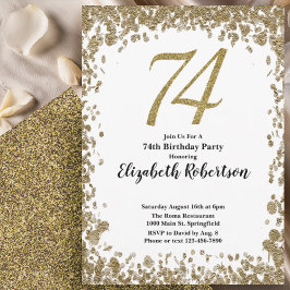 Elegant 74th Birthday Invitation With Gold Sequins Einladung