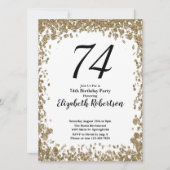 Elegant 74th Birthday Invitation With Gold Sequins Einladung (Vorderseite)