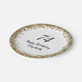 Elegant 74th Birthday Plates With Gold Sequins Pappteller (Schrägansicht)