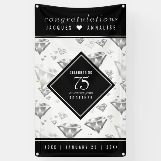 Elegant 75. Diamond Wedding Jubiläum Banner (Vertikal)