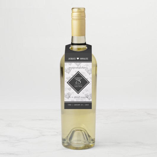Elegant 75. Diamond Wedding Jubiläum Flaschenanhänger (Auf Flasche)