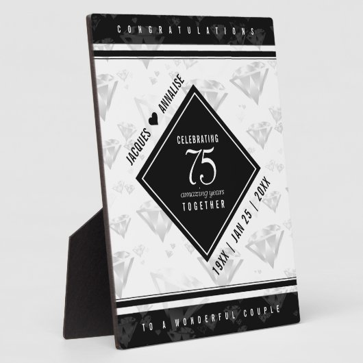 Elegant 75. Diamond Wedding Jubiläum Fotoplatte (Seite)