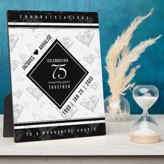 Elegant 75. Diamond Wedding Jubiläum Fotoplatte (Seite)