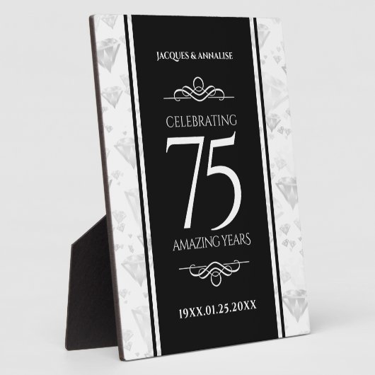 Elegant 75. Diamond Wedding Jubiläum Fotoplatte (Seite)