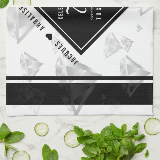 Elegant 75. Diamond Wedding Jubiläum Geschirrtuch (Gefaltet)