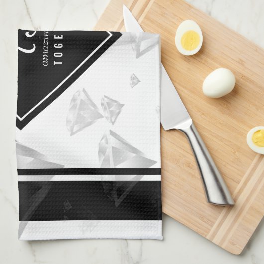 Elegant 75. Diamond Wedding Jubiläum Geschirrtuch (Viertel Falte)