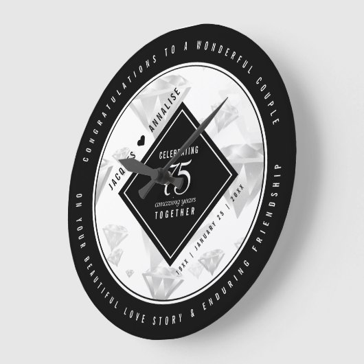 Elegant 75. Diamond Wedding Jubiläum Große Wanduhr (Winkel)
