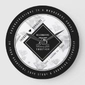 Elegant 75. Diamond Wedding Jubiläum Große Wanduhr (Vorderseite)