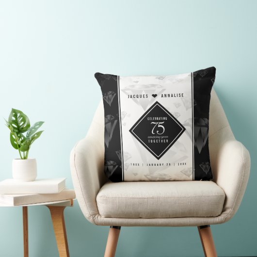Elegant 75. Diamond Wedding Jubiläum Kissen (Stuhl )