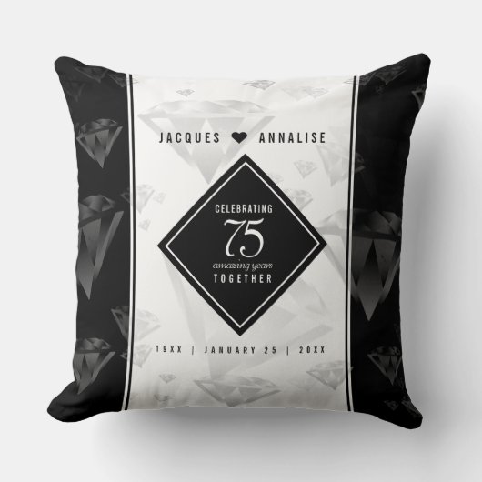 Elegant 75. Diamond Wedding Jubiläum Kissen (Vorderseite)