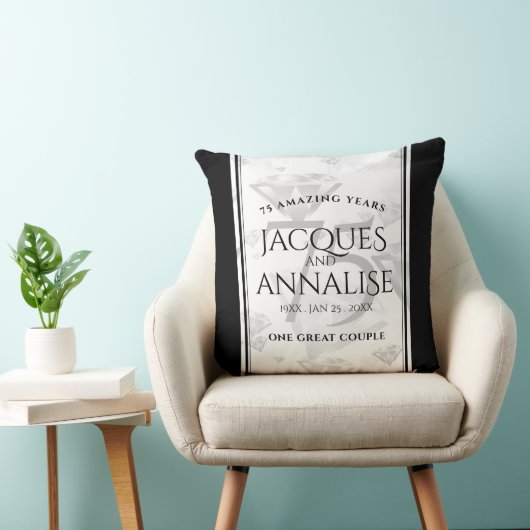 Elegant 75. Diamond Wedding Jubiläum Kissen (Stuhl )