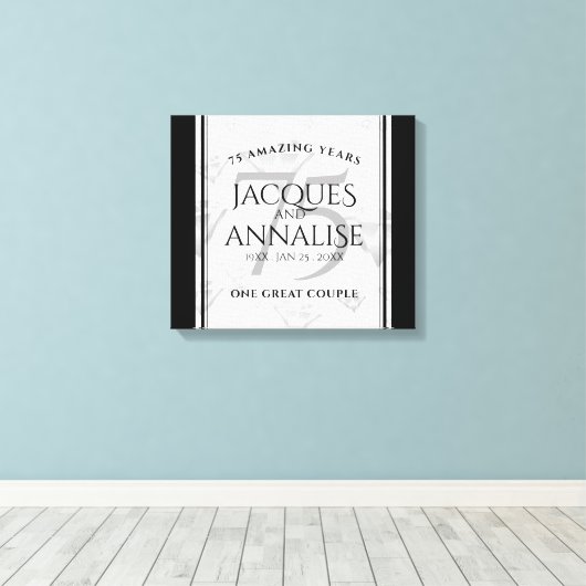 Elegant 75. Diamond Wedding Jubiläum Leinwanddruck (Insitu (Holzboden))