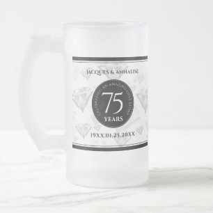 Elegant 75. Diamond Wedding Jubiläum Mattglas Bierglas