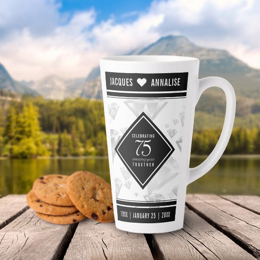 Elegant 75. Diamond Wedding Jubiläum Milchtasse