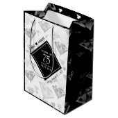Elegant 75. Diamond Wedding Jubiläum Mittlere Geschenktüte (Rückseite Schrägansicht)