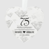 Elegant 75. Diamond Wedding Jubiläum Ornament (Rückseite)