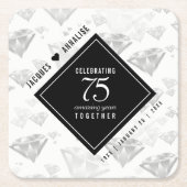 Elegant 75. Diamond Wedding Jubiläum Rechteckiger Pappuntersetzer (Vorderseite)