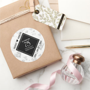 Elegant 75. Diamond Wedding Jubiläum Runder Aufkleber