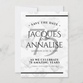 Elegant 75. Diamond Wedding Jubiläum Save The Date