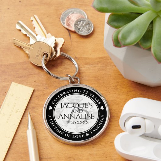 Elegant 75. Diamond Wedding Jubiläum Schlüsselanhänger (Schreibtisch)