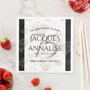 Elegant 75. Diamond Wedding Jubiläum Serviette