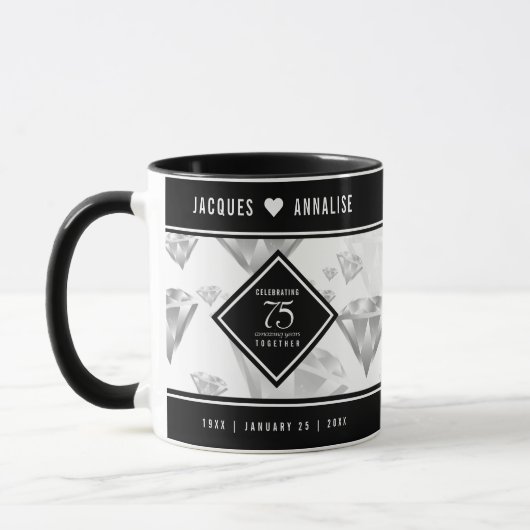 Elegant 75. Diamond Wedding Jubiläum Tasse (Links)
