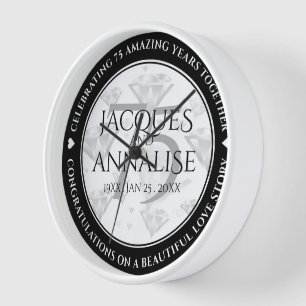 Elegant 75. Diamond Wedding Jubiläum Uhr