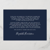 Elegant 75. Geburtstag Blue Foil Danke Karte (Rückseite)