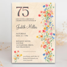 Elegant 75. Geburtstag - Blumendesign des Party