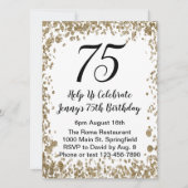 Elegant 75. Geburtstag Einladung in Schwarz und Go (Vorderseite)