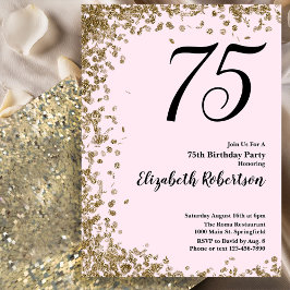 Elegant 75. Geburtstag Einladung Pink Gold Sequins