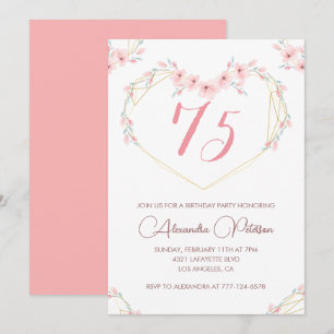 Elegant 75. Geburtstag Einladungen Pink Floral