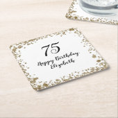 Elegant 75th Birthday Gold Sequin Birthday Party Rechteckiger Pappuntersetzer (angewinkelt)