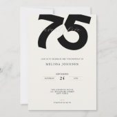 Elegant 75th Birthday Invitation - Minimal Style Einladung (Vorderseite)