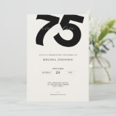 Elegant 75th Birthday Invitation - Minimal Style Einladung (Stehend Vorderseite)