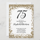 Elegant 75th Birthday Invitation With Gold Sequins Einladung (Vorderseite)