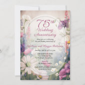 Elegant 75th Wedding Anniversary Party Floral Einladung (Vorderseite)