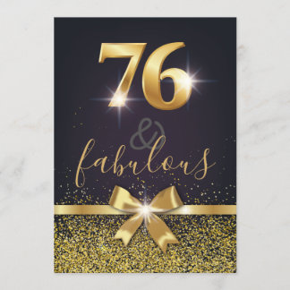 Elegant 76 & Fabulous Gold Glitzer 76. Geburtstag Einladung