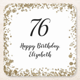 Elegant 76th Birthday Coasters With Gold Sequins Rechteckiger Pappuntersetzer