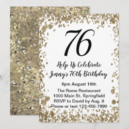 Elegant 76th Birthday Invitation in black and gold Einladung