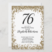 Elegant 76th Birthday Invitation With Gold Sequins Einladung (Vorderseite)