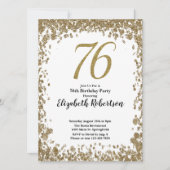 Elegant 76th Birthday Invitation With Gold Sequins Einladung (Vorderseite)