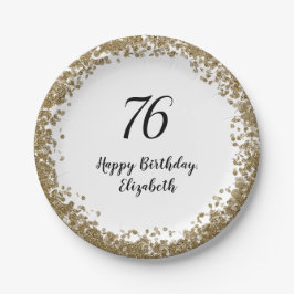 Elegant 76th Birthday Plates With Gold Sequins Pappteller