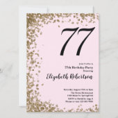 Elegant 77. Geburtstag Einladung Pink Gold Sequins (Vorderseite)