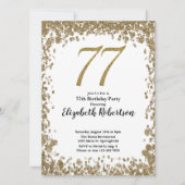 Elegant 77th Birthday Invitation With Gold Sequins Einladung (Vorderseite)