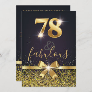 Elegant 78 & Fabulous Gold Glitzer 78. Geburtstag Einladung