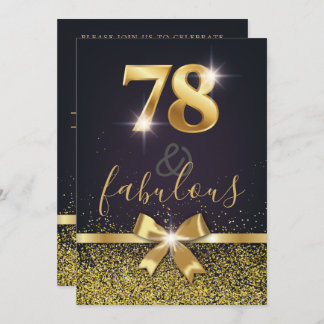 Elegant 78 & Fabulous Gold Glitzer 78. Geburtstag Einladung